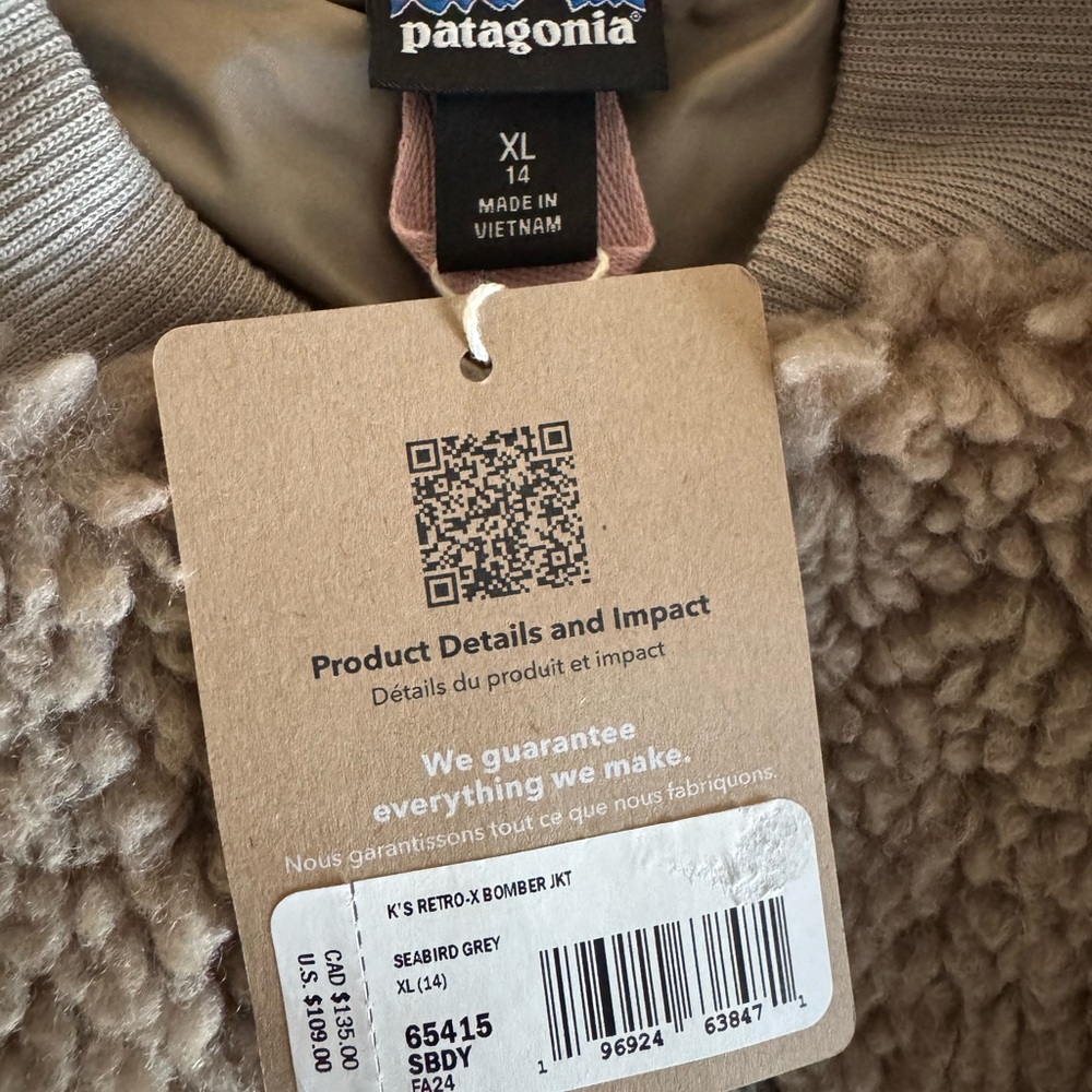 Patagonia Taupe Sherpa Bomber Jacket - Picture 4 of 5